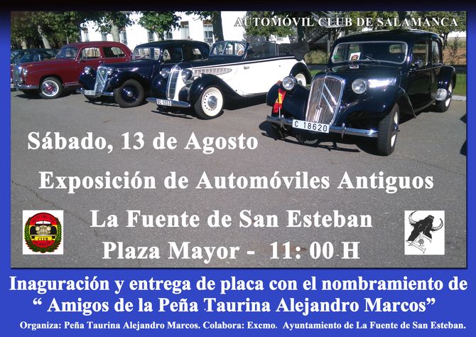 La Peña Alejandro Marcos organiza una exposición de coches antiguos en La Fuente de San Esteban