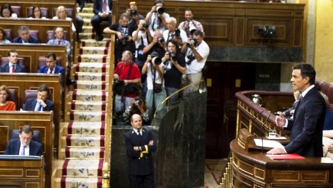 Pedro Sánchez, en su intervención en el Congreso de los Diputados