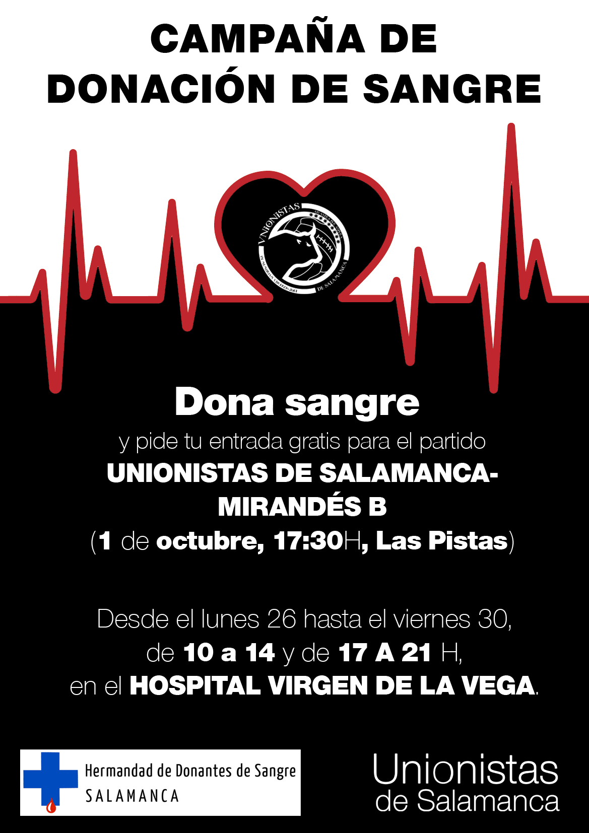 Unionistas regalará una entrada para el choque ante el Mirandés ‘B’ al que done sangre