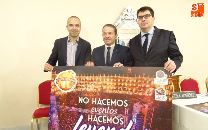 Alberto Pérez, Alain Saldaña y José Gutiérrez, en la presentación de la Nochevieja Universitaria