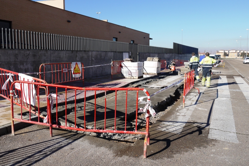 Aspecto de las obras que se están realizando en Carbajosa