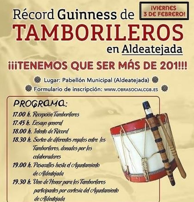 La localidad se prepara para batir un Récord Guinness de Tamborileros  