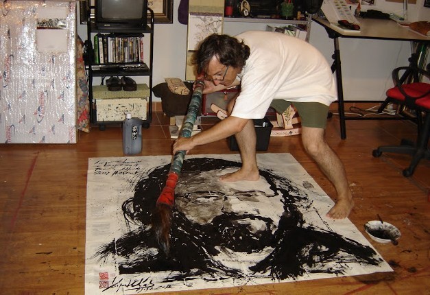 Elías pintando el retrato del poeta Alencart