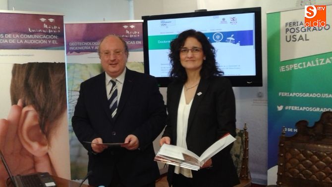 El vicerrector de Promoción y Coordinación, Enrique Cabero, y la directora del SPIO, Mª Dolores Merchán