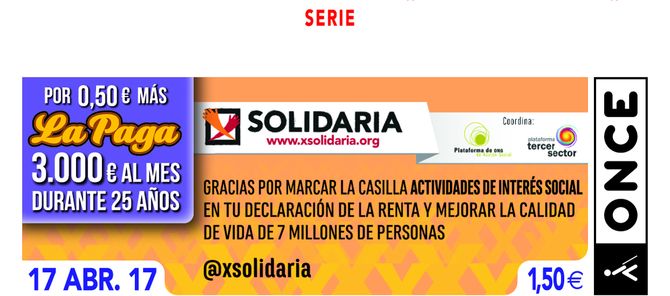 El cupón de la ONCE anima a marcar la casilla para Fines Sociales de la declaración de la renta