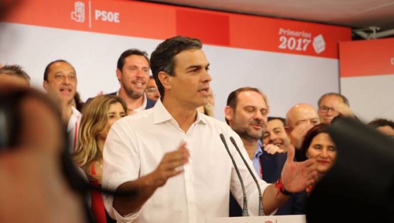Pedro Sánchez, en una imagen de su victoria en las primarias celebradas hace apenas un mes