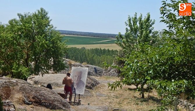 La peña del Castillo, uno de los lugares preferidos esta edición por los pintores en Juzbado