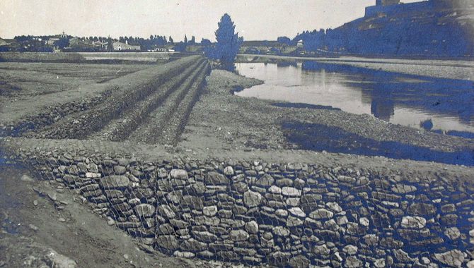 Muro de protección en el río Águeda para evitar las inundaciones en Ciudad Rodrigo
