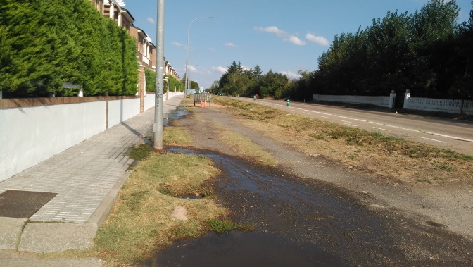 Pérdidas de agua a la altura del número 183 de la carretera de Madrid
