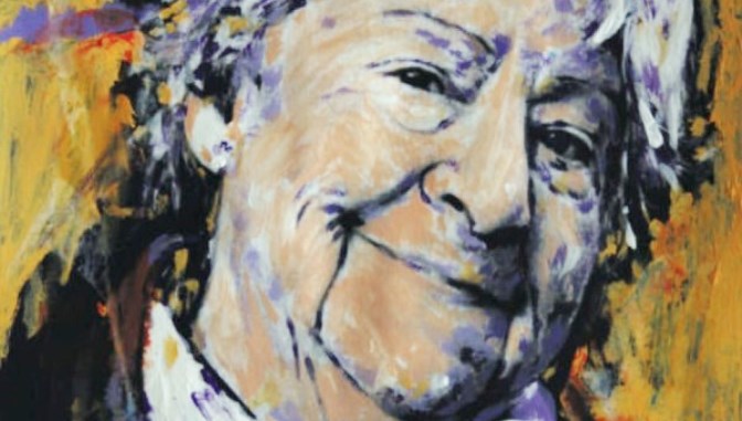 Fragmento del retrato de Gloria Fuertes, firmado por Miguel Elías