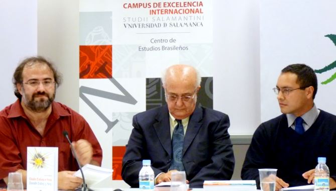 Alencart, Cyro de Mattos y Torres Rechy, en Salamanca / Foto de Pablo Rodríguez