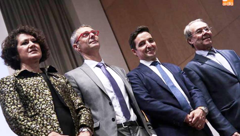 María Ángeles Serrano, Ricardo Rivero, José Manuel Corchado y Francisco Giner Abati, candidatos a rector / Foto de Alejandro López