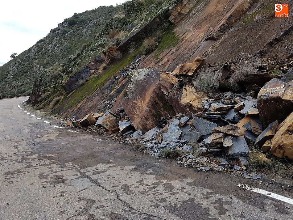 Lugar donde se produjo el desprendimiento en la DSA-235 entre Valero y San Miguel de Valero
