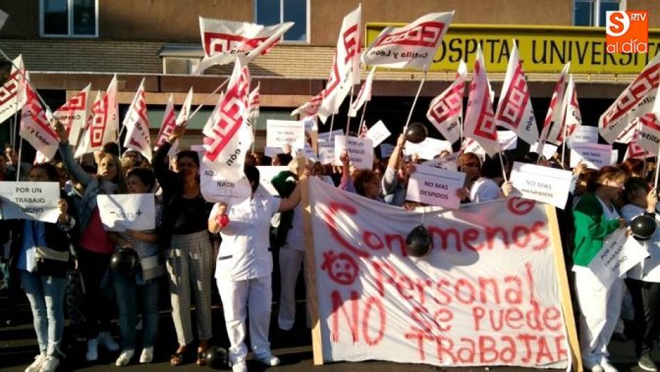 	Una de las protestas de los trabajadores del servicio de limpieza del Hospital