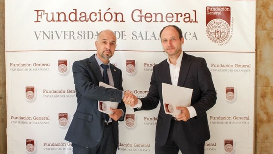  Óscar González, director de la Fundación General de la Universidad, y Alberto Saavedra, presidente del Liceo de Innovación