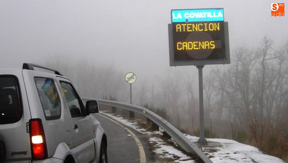 Los carteles de la zona de la Sierra de Béjar avisan del uso de cadenas en los puertos