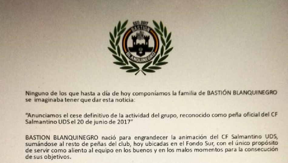 Extracto del comunicado de Bastión.