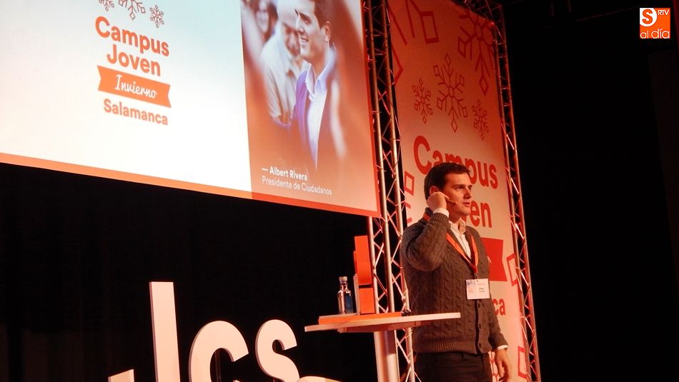 Albert Rivera, durante su intervención en el Campus Joven de Invierno, celebrado este sábado en Salamanca