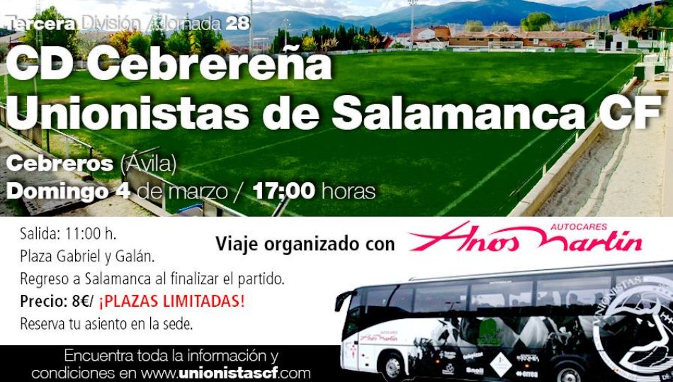 Unionistas CF prepara un viaje a Cebreros para el domingo 4 de marzo  