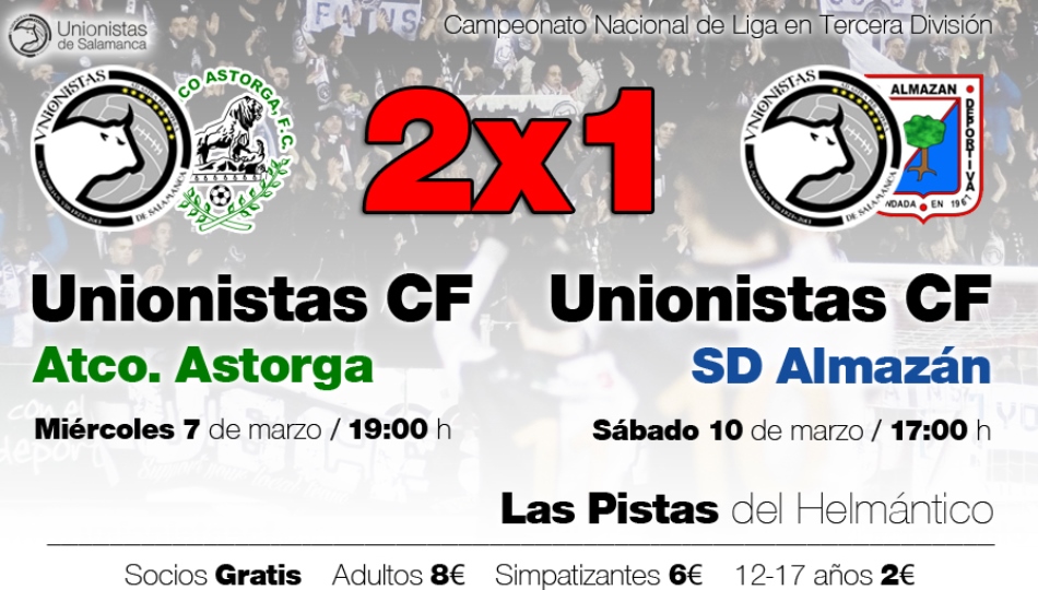 Unionistas promociona un 2x1 para ver los partidos del Astorga y el Almazán  