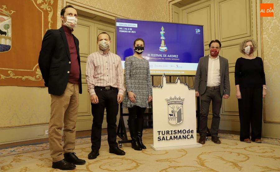 Presentación en el Ayuntamiento del III Festival de Ajedrez ‘Salamanca cuna del Ajedrez Moderno’. Foto de Lydia González