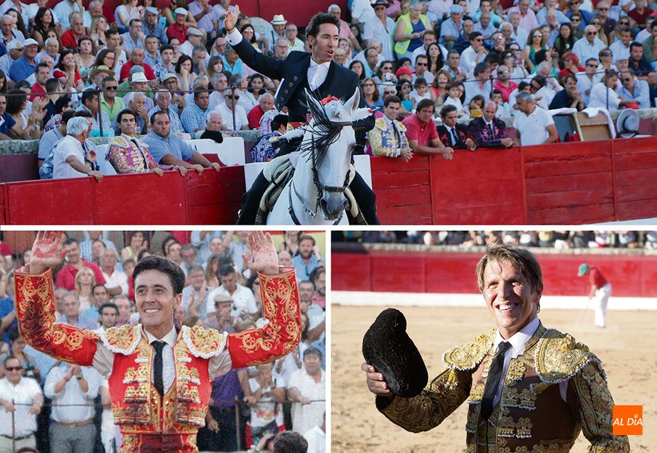 Leonardo Hernández, Pedro ‘El Capea’ y Manuel Díaz ‘El Cordobés’, el 16 de agosto en Vitigudino / CORRAL