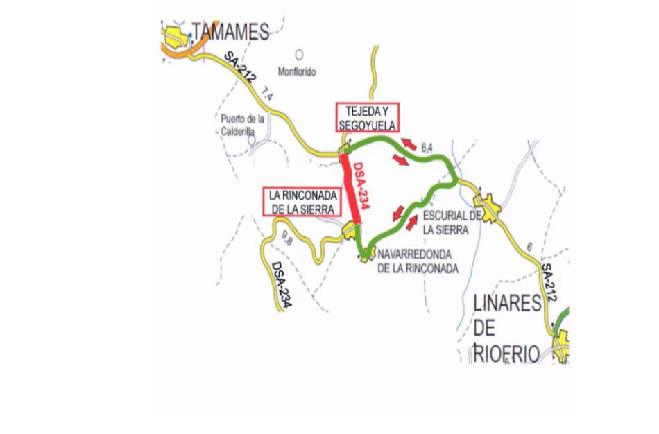 Mapa con el itinerario alternativo