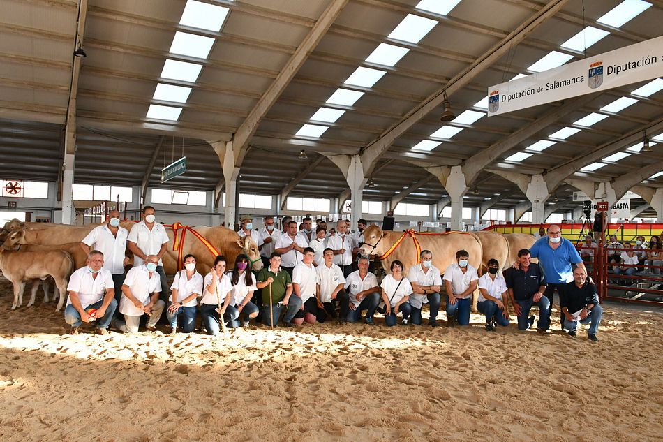 Foto de familia con los ganadores del XIII Concurso Nacional de Raza Blonda de Aquitania | Foto: Salamaq