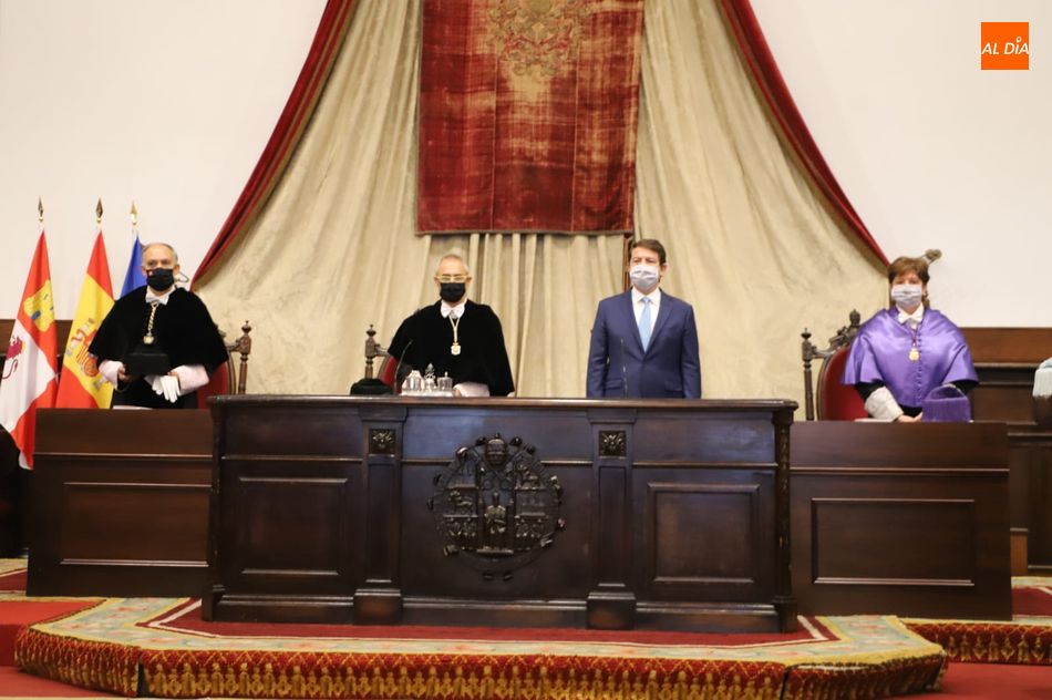 El presidente de la Junta de Castilla y León, Alfonso Fernández Mañueco, inauguraba en el Paraninfo el Curso Académico 2021-2022 de las Universidades de la Comunidad. Foto de Lydia González