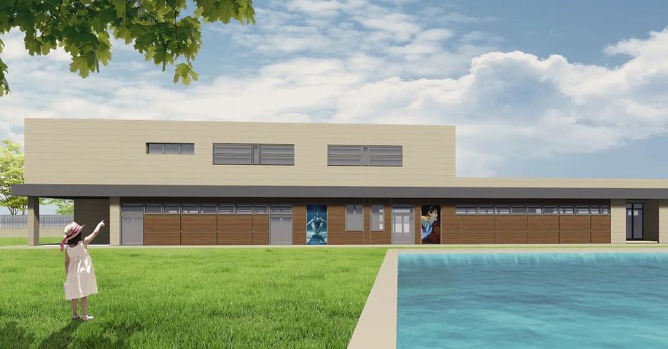 Recreación del nuevo edificio que tendrán las piscinas de verano de Villares de la Reina