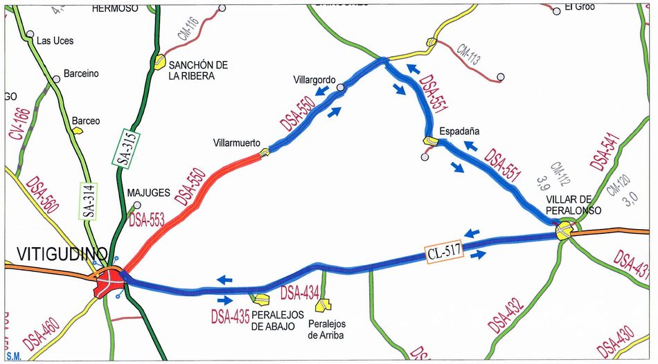En azul., el itinerario alternativo aconsejado
