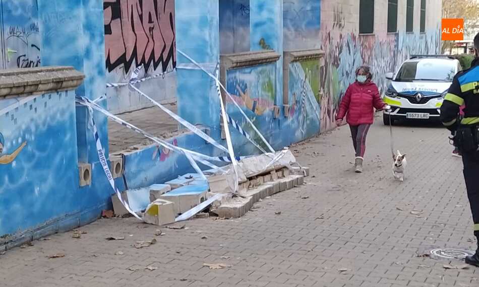 Parte del muro que se ha desplomado esta tarde