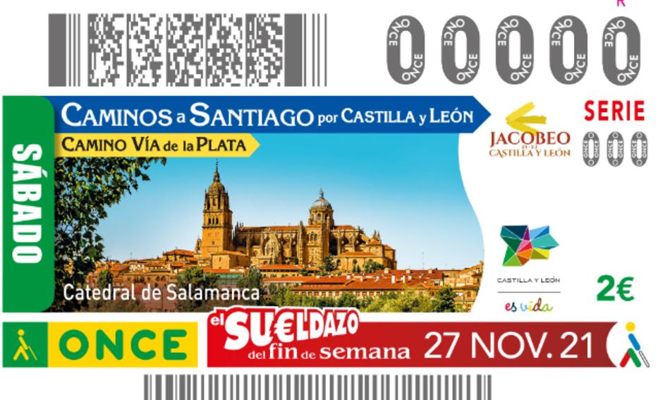Cupón del sorteo del próximo día 27 con la imagen de la Catedral de Salamanca