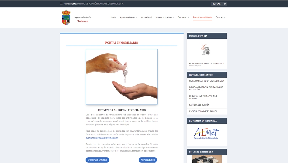 El Ayuntamiento de Trabanca abre en su web municipal el ?Portal inmobiliario?