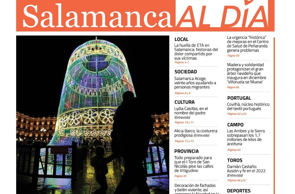 Portada del número de diciembre del periódico de papel SALAMANCA AL DÍA