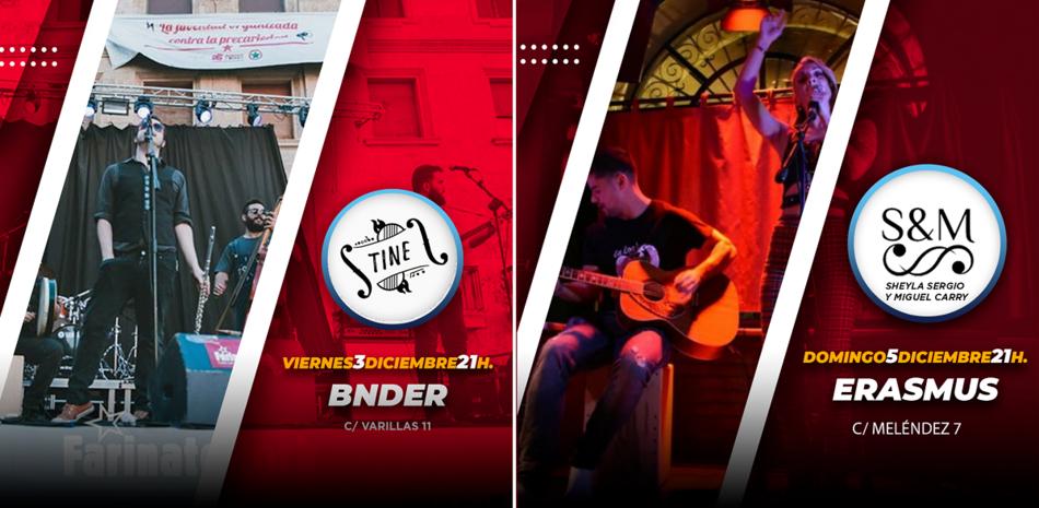 Cartel con dos de los conciertos programados para este fin de semana