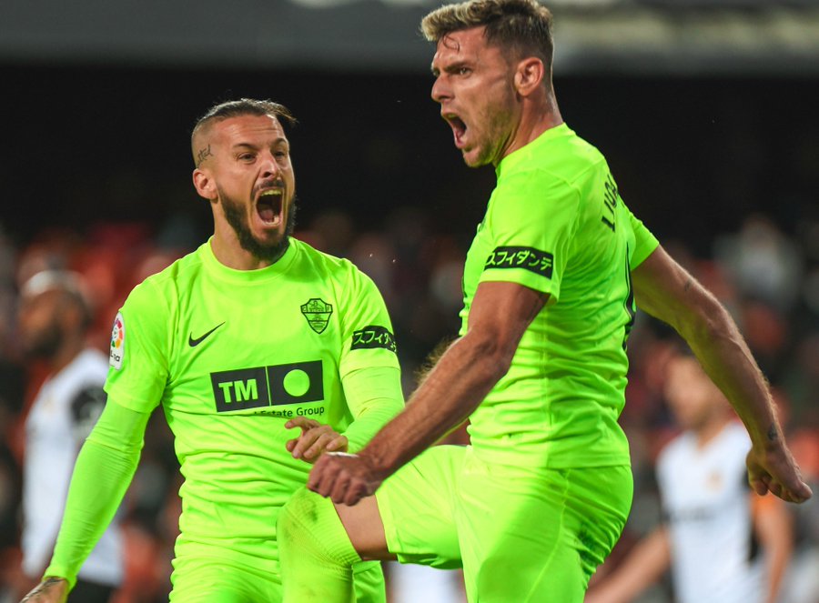Lucas Boyé celebra su gol en Mestalla / Elche CF