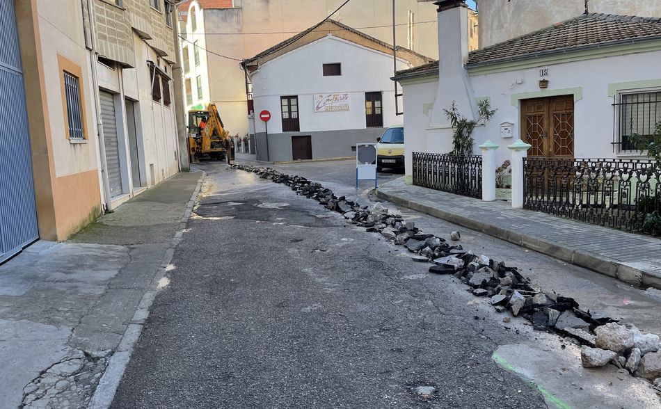 Obras en la calle David Hernández de Guijuelo